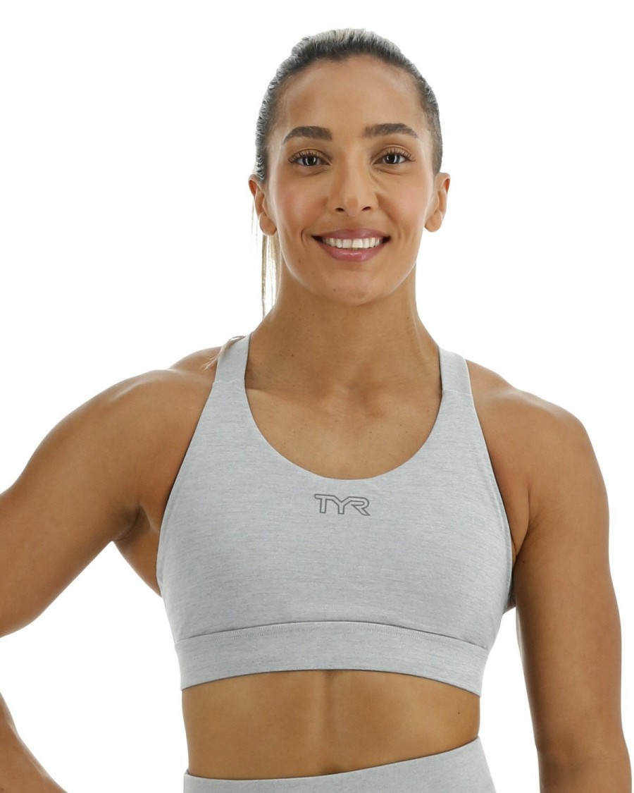 Women TYR Sport Sports Bras | Tyr Base Kinetic Women'S Crossback Sports Bra - Heather