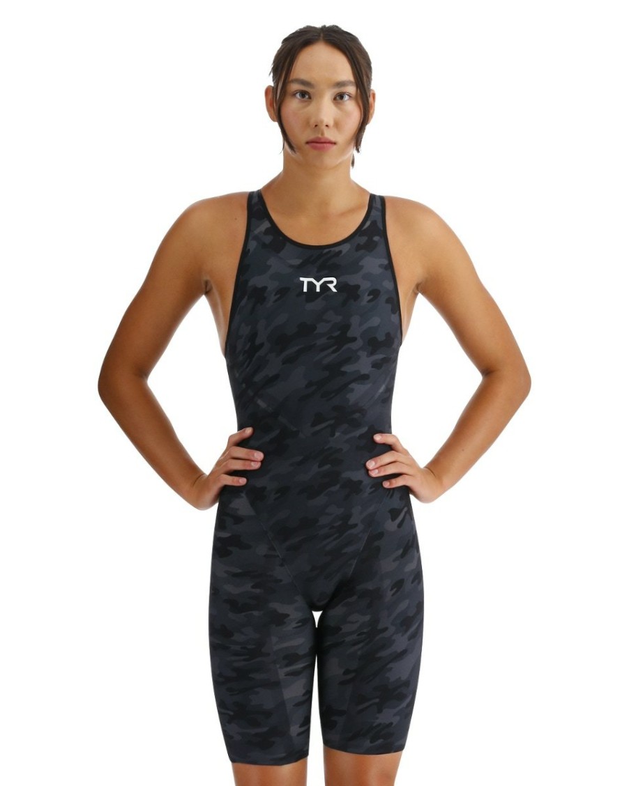 Women TYR Sport Technical Suits | Tyr Women'S Venzo Open Back Swimsuit - Camo