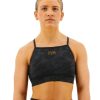 Women TYR Sport Sports Bras | Tyr Base Kinetic Women'S High Neck Sports Bra - Blackout Camo