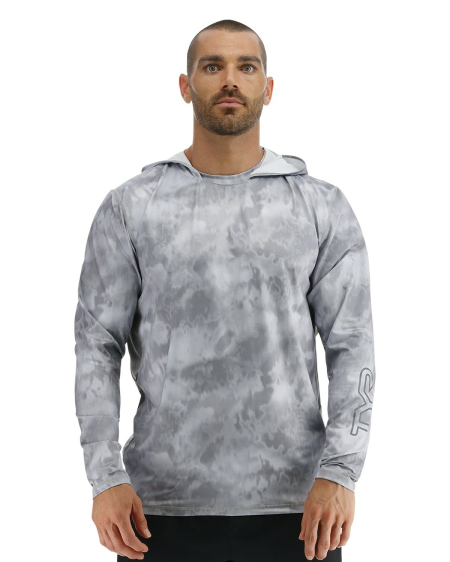 Men TYR Sport Hoodies & Sweatshirts | Tyr Sundefense Men'S Vented Hooded Shirt - Turbulent