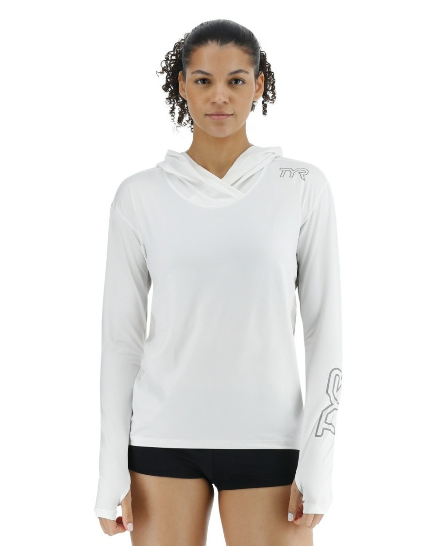 Women TYR Sport Hoodies & Sweatshirts | Tyr Sundefense Women'S Vented Hooded Shirt - Solid