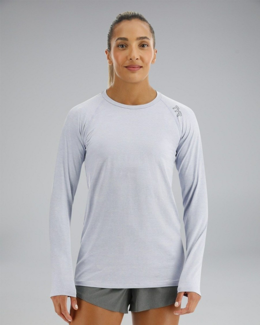 Women TYR Sport Shirts | Tyr Climadry Women'S Raglan Long Sleeve Tee - Solid / Heather