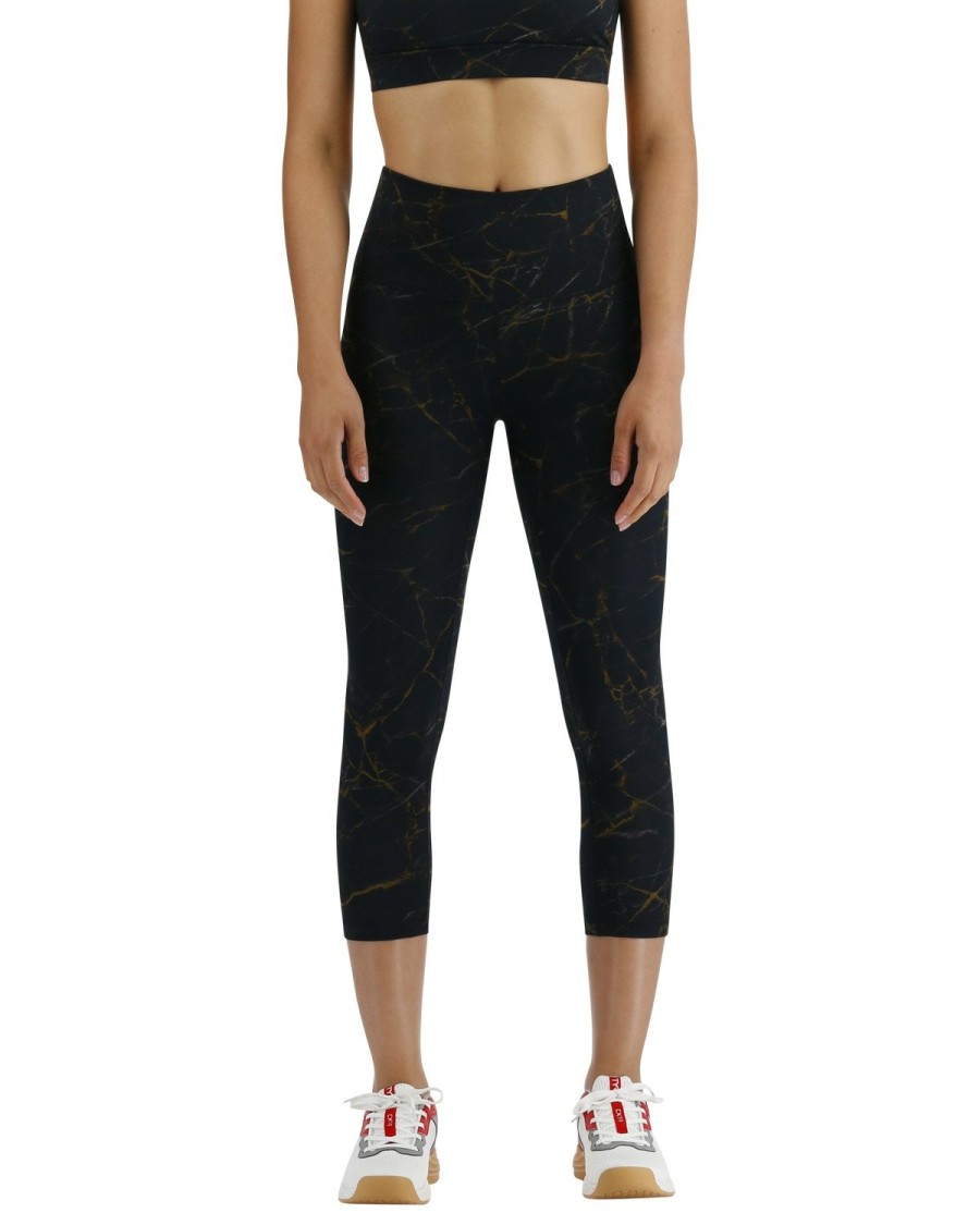 Women TYR Sport Leggings | Tyr Base Kinetic Women'S High-Rise 21" Leggings - Goldstone