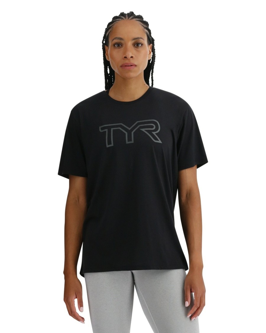 Women TYR Sport Shirts | Tyr Ultrasoft Women'S Big Logo Tri-Blend Tech Tee