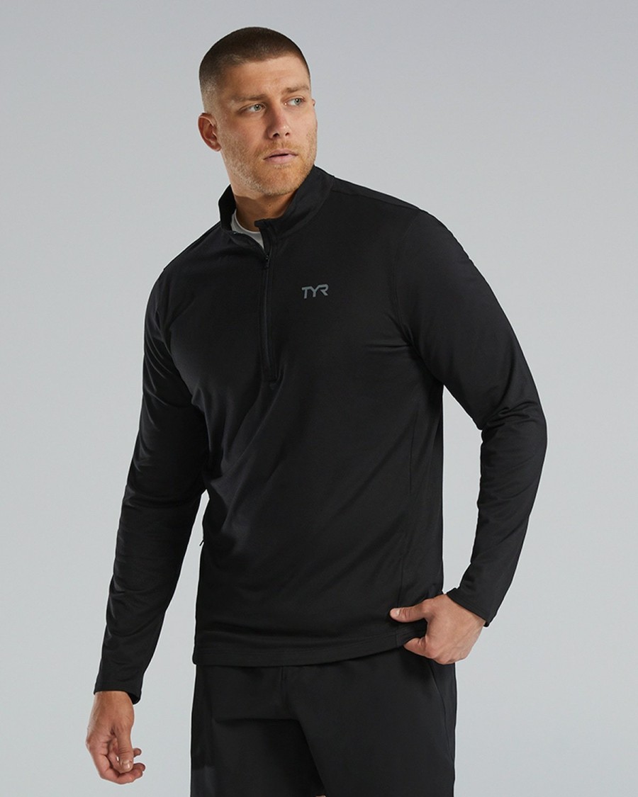 Men TYR Sport Shirts | Tyr Men'S Sls Long Sleeve1 4 Zip- Solid