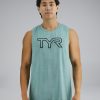 Men TYR Sport Shirts | Tyr Climadry Men'S Big Logo Tech Tank - Solid / Heather