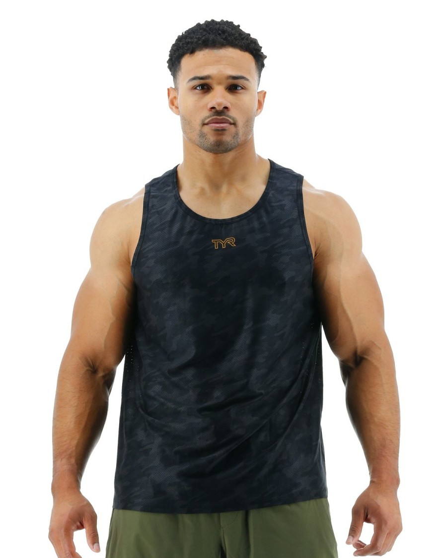 Men TYR Sport Shirts | Tyr Airtec Men'S Tank - Blackout Camo