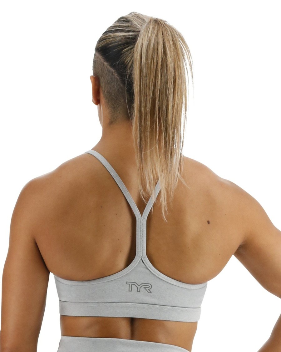 Women TYR Sport Sports Bras | Tyr Base Kinetic Women'S V-Neck Sports Bra - Heather