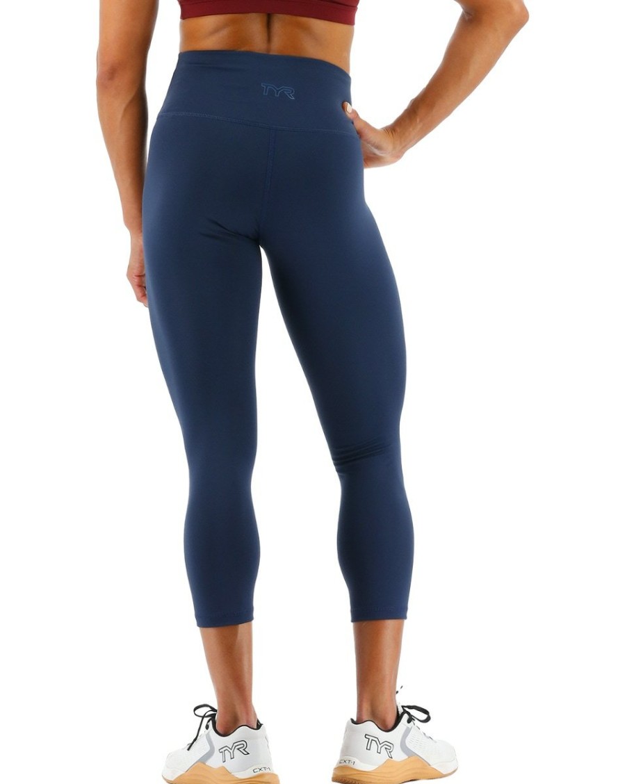 Women TYR Sport Leggings | Tyr Base Kinetic Women'S High-Rise 21" Leggings - Solid