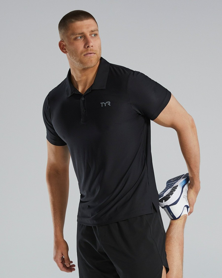 Men TYR Sport Shirts | Tyr Men'S Climadry Short Sleeve Polo- Solid