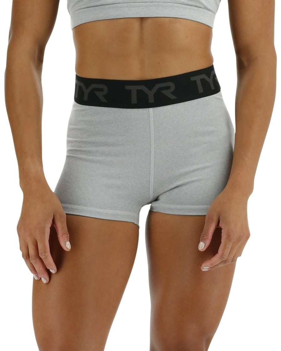 Women TYR Sport Shorts | Tyr Base Kinetic Women'S Mid-Rise 2" Logo Shorts - Heather