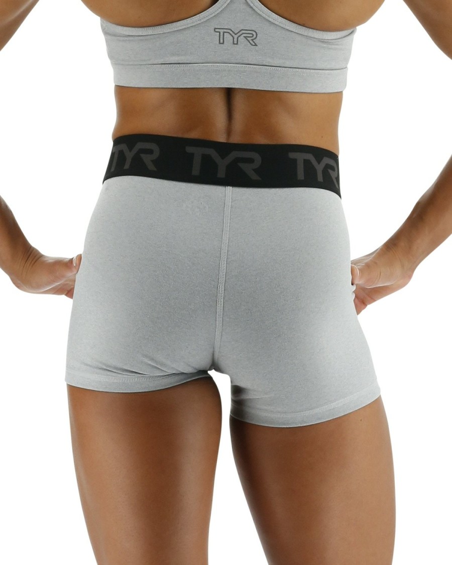 Women TYR Sport Shorts | Tyr Base Kinetic Women'S Mid-Rise 2" Logo Shorts - Heather