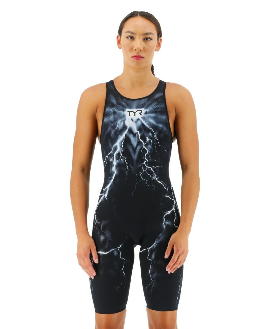 Women TYR Sport Technical Suits | Tyr Women'S Venzo Open Back Swimsuit - Phantom Oblivion