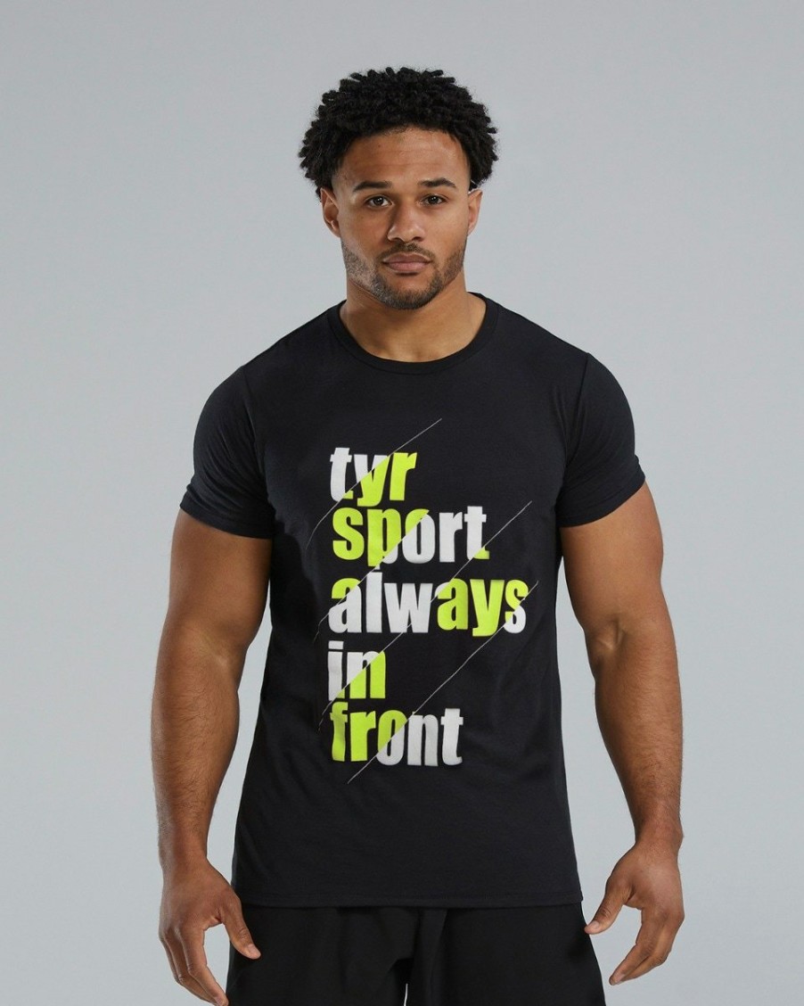 Men TYR Sport Shirts | Tyr Ultrasoft Men'S Short Sleeve Graphic Tee - Attak Yellow A.I.F.