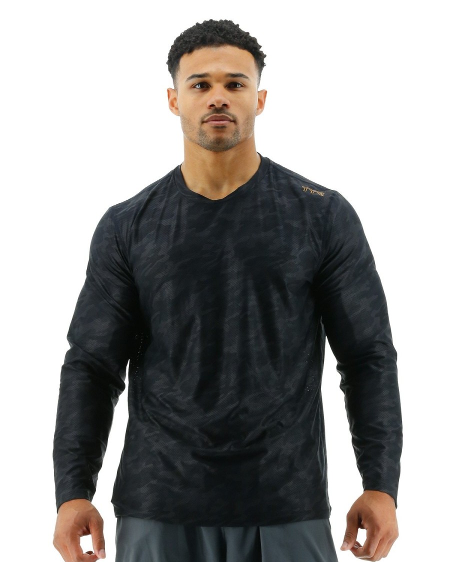 Men TYR Sport Shirts | Tyr Airtec Men'S Long Sleeve Tee - Blackout Camo