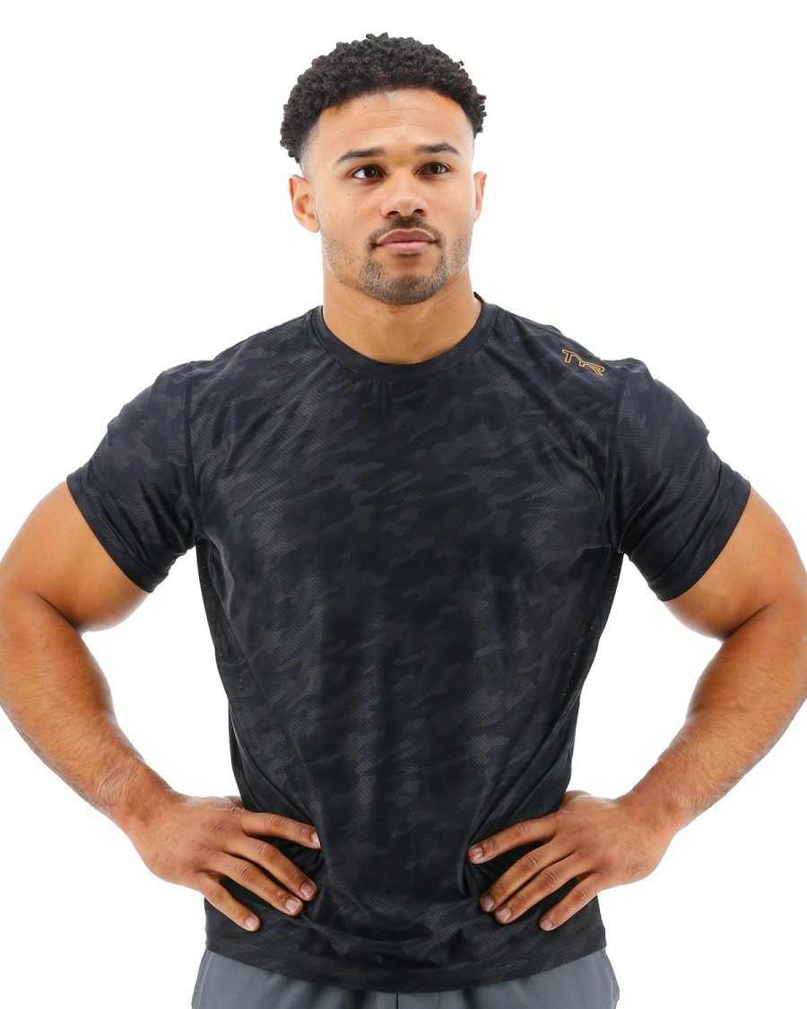 Men TYR Sport Shirts | Tyr Airtec Men'S Tee - Blackout Camo