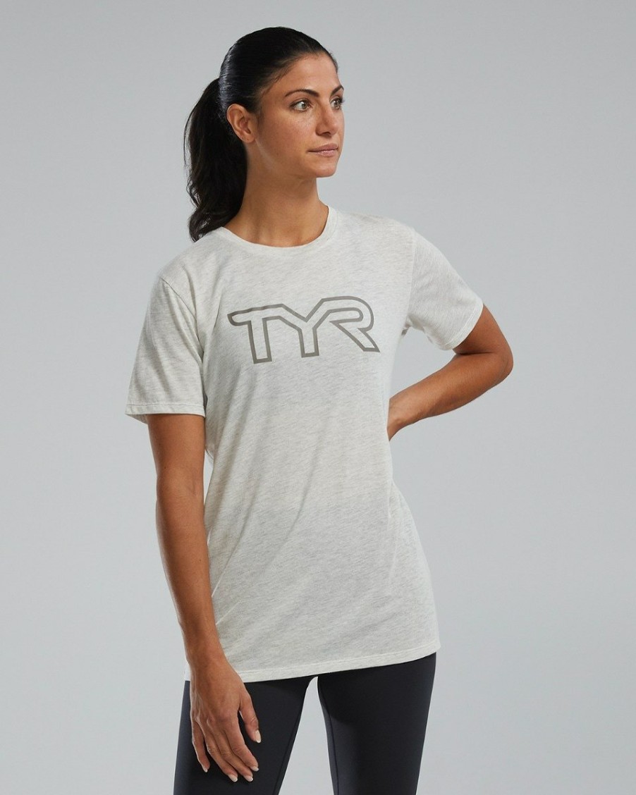 Women TYR Sport Shirts | Tyr Women'S Ultrasoft Lightweight Tri Blend Tech Tee - Big Logo