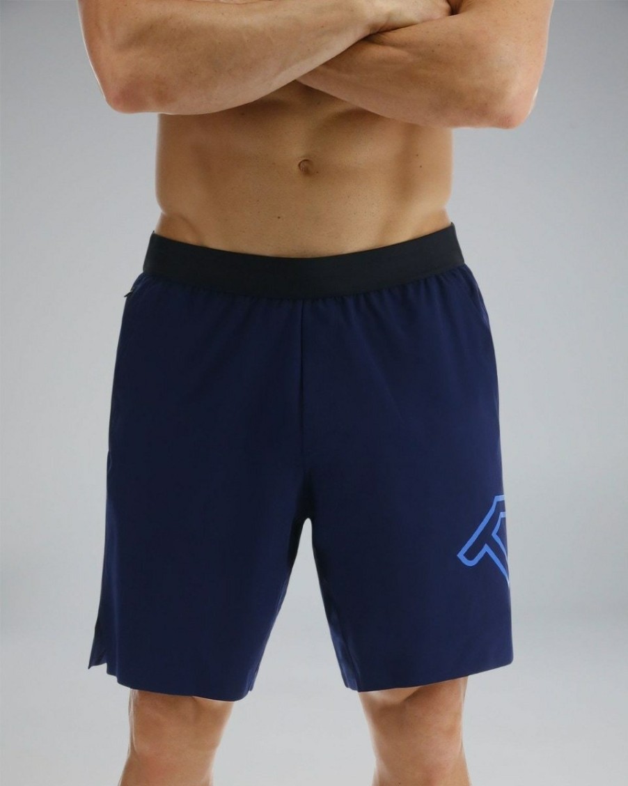 Men TYR Sport Shorts | Tyr Hydrosphere Men'S Lined 7" Unbroken Big Logo Shorts - Solid