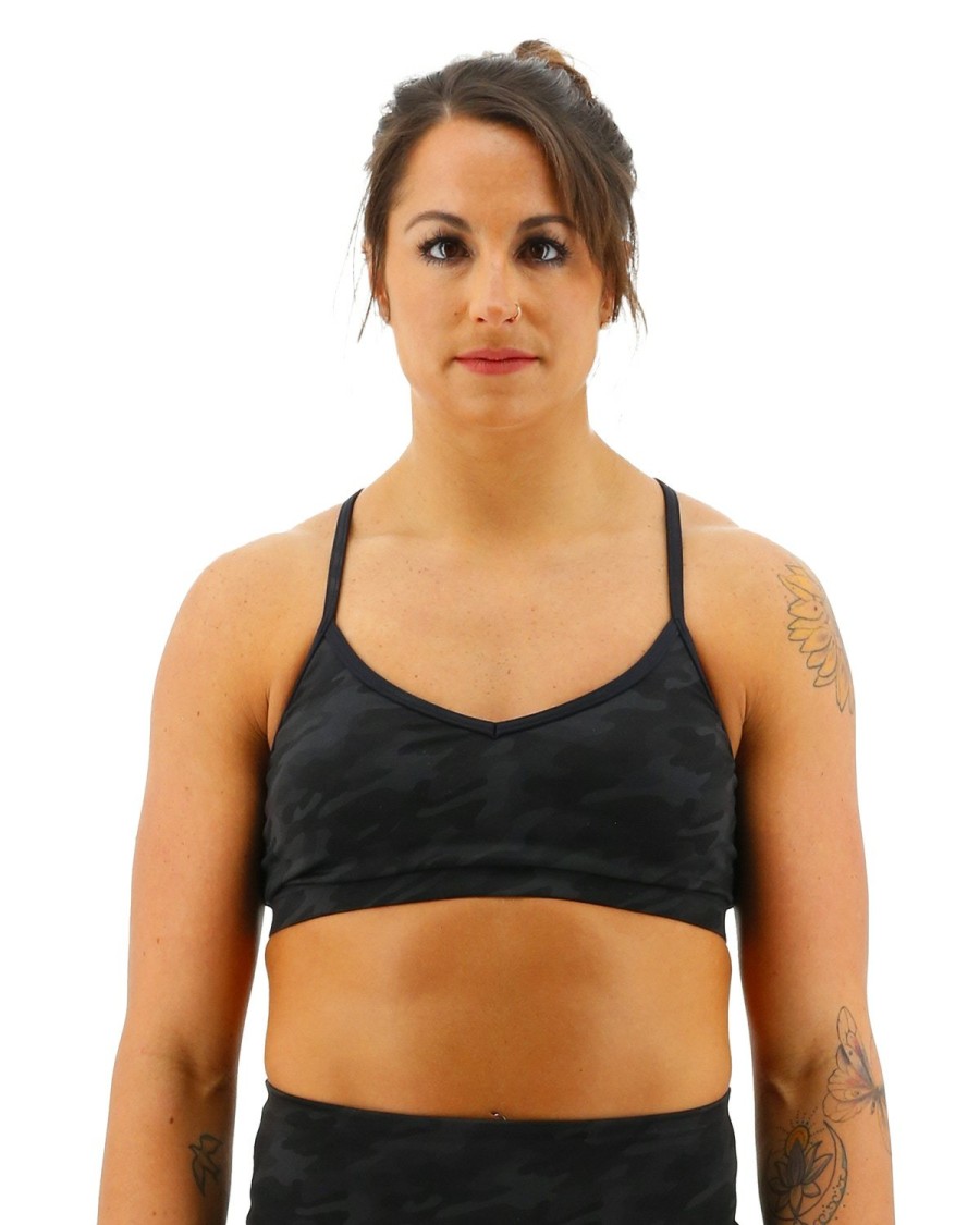 Women TYR Sport Sports Bras | Tyr Base Kinetic Women'S V-Neck Sports Bra - Blackout Camo