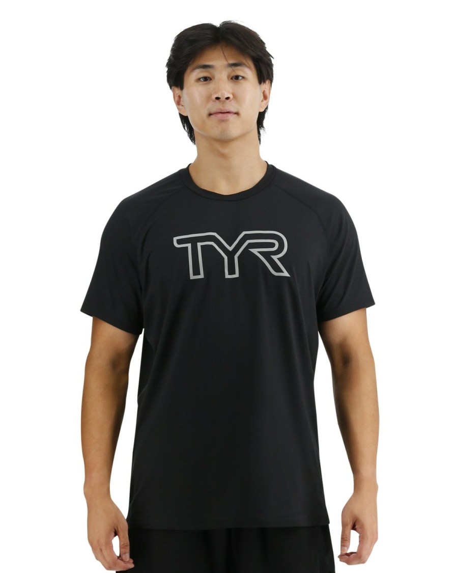 Men TYR Sport Shirts | Tyr Climadry Men'S Raglan Big Logo Tech Tee - Solid