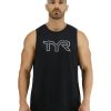 Men TYR Sport Shirts | Tyr Climadry Men'S Big Logo Tech Tank - Solid / Heather