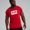 Men TYR Sport Shirts | Tyr Ultrasoft Men'S Short Sleeve Graphic Tee Distressed Tyr Brick