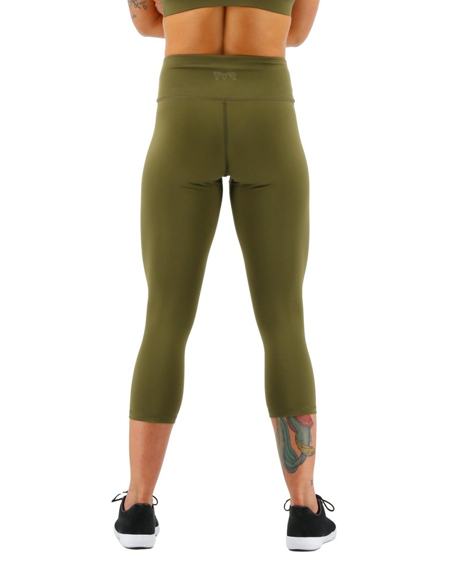 Women TYR Sport Leggings | Tyr Base Kinetic Women'S High-Rise 21" Leggings - Solid