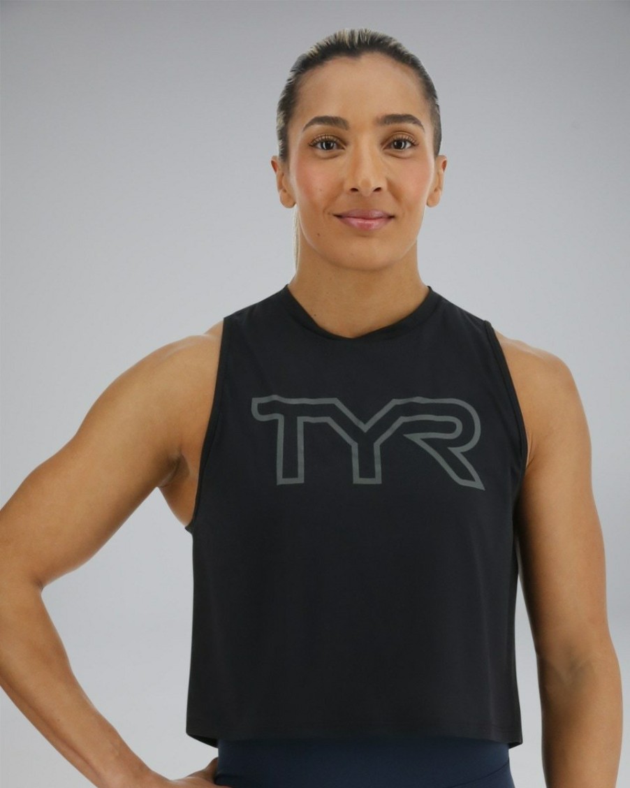 Women TYR Sport Shirts | Tyr Climadry Women'S Cropped Tech Tank - Solid / Heather