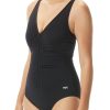 Women TYR Sport One Piece|Controlfit Suits | Tyr Durafast Elite® Women'S V-Neck Zip Controlfit Swimsuit - Solid