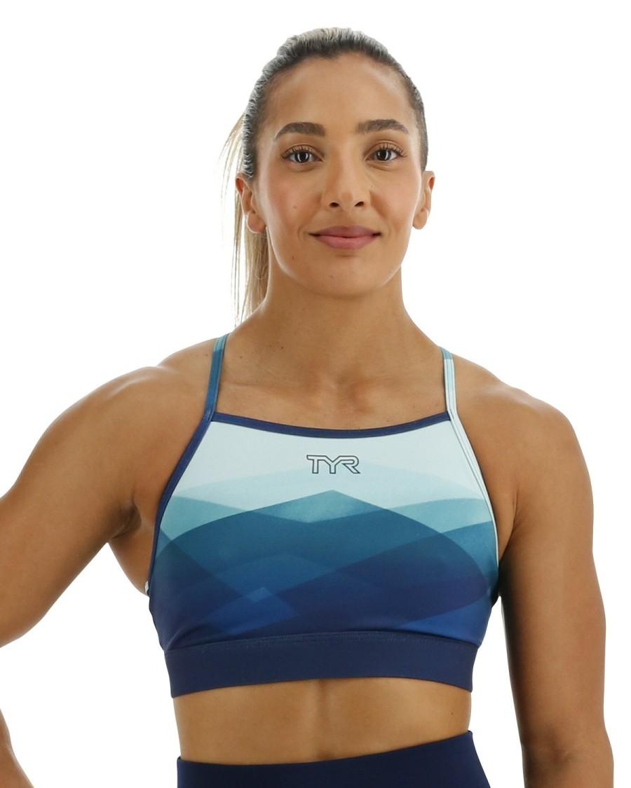 Women TYR Sport Sports Bras | Tyr Base Kinetic Women'S High Neck Sports Bra - Forge