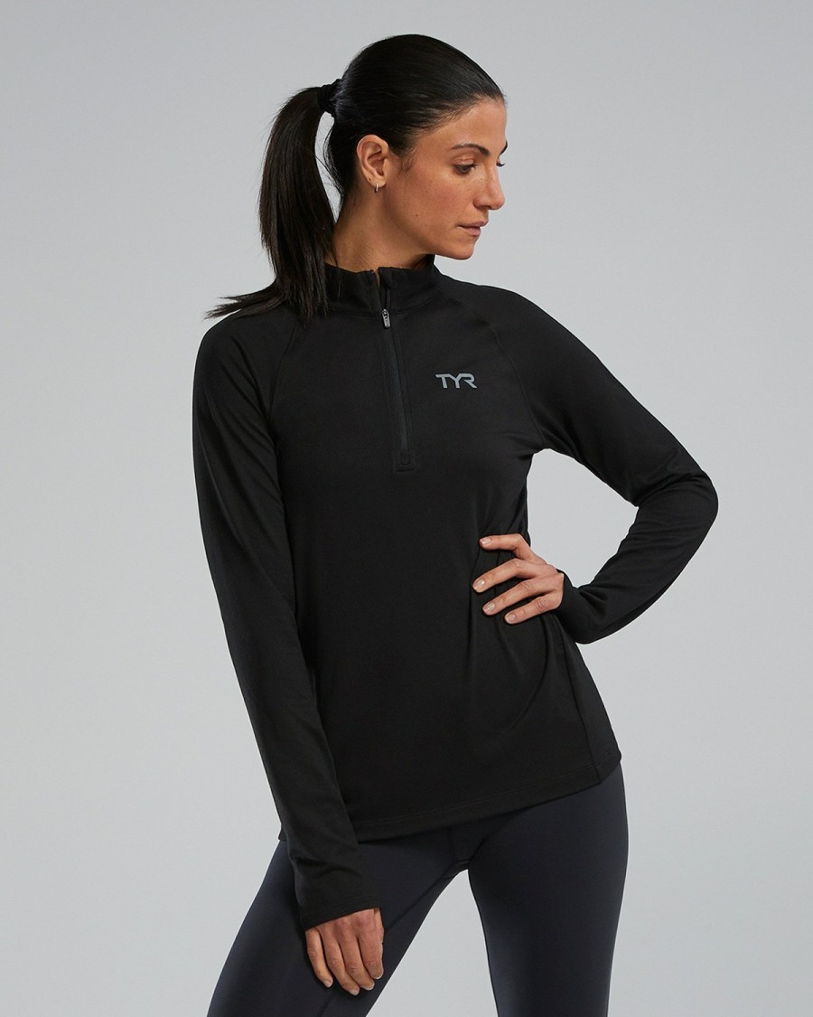 Women TYR Sport Shirts | Tyr Women'S Sls Long Sleeve1 4 Zip- Solid