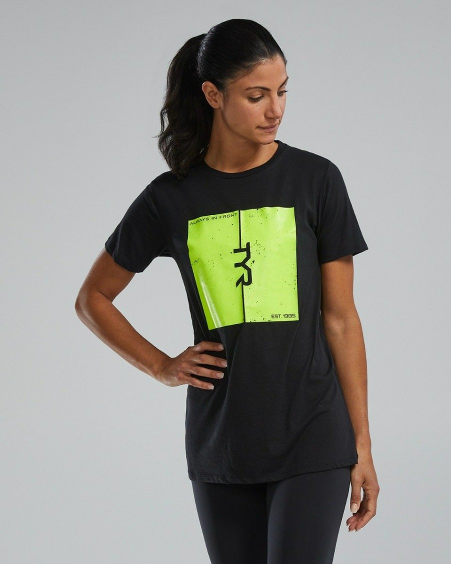 Women TYR Sport Shirts | Tyr Ultrasoft Women'S Short Sleeve Graphic Tee - Attak Yellow Logo