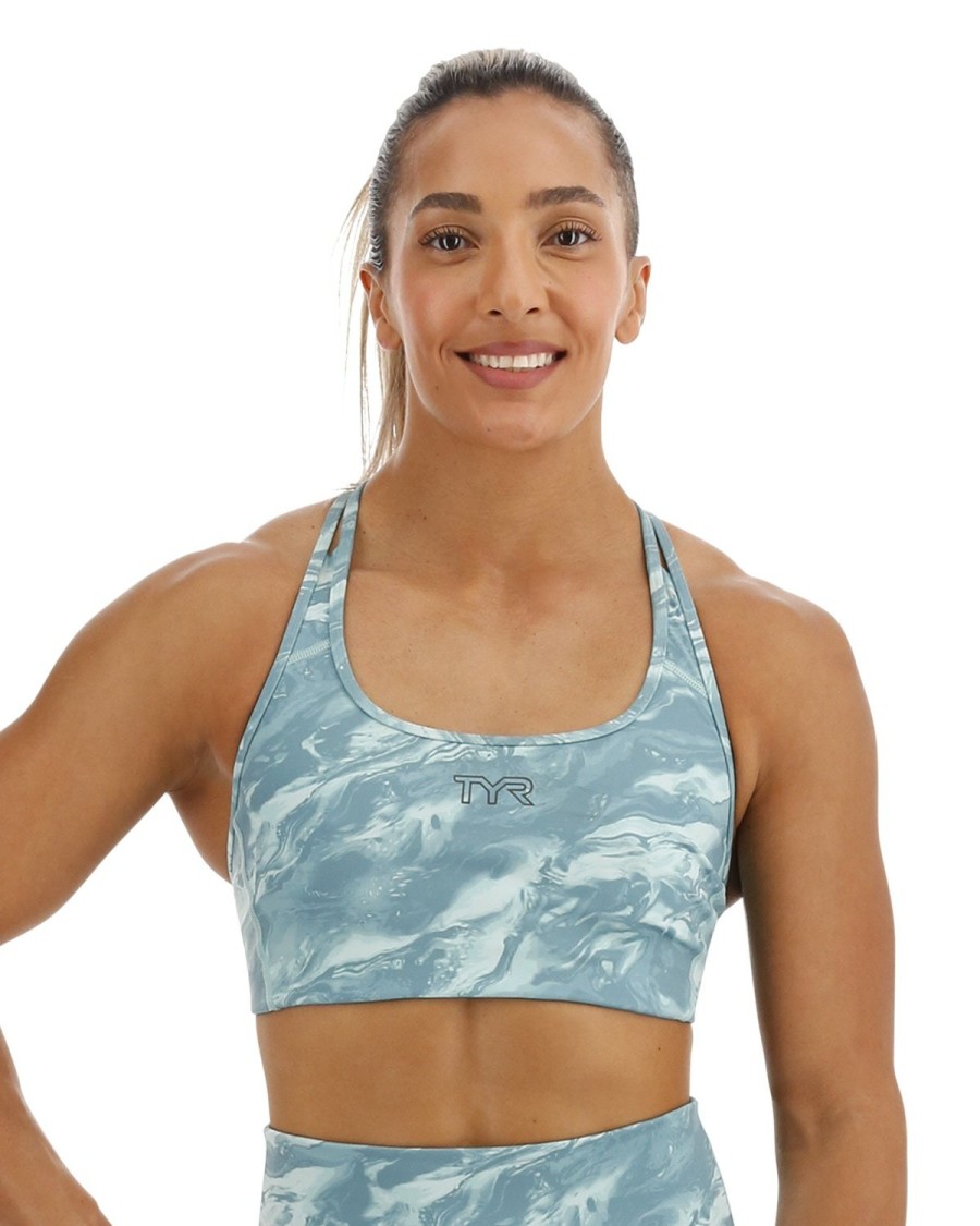 Women TYR Sport Sports Bras | Tyr Base Kinetic Women'S Racerback Sports Bra - Aqueous