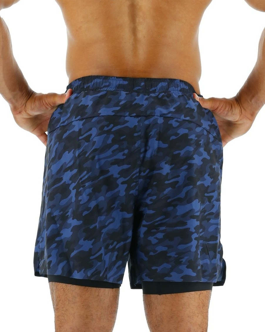 Men TYR Sport Shorts | Tyr Hydrosphere Men'S Lined 6" Momentum Shorts - Midnight Camo