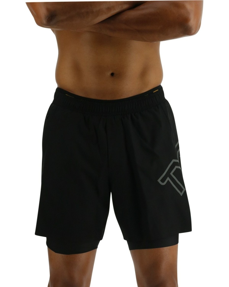 Men TYR Sport Shorts | Tyr Hydrosphere Men'S Lined 6" Momentum Big Logo Shorts - Solid