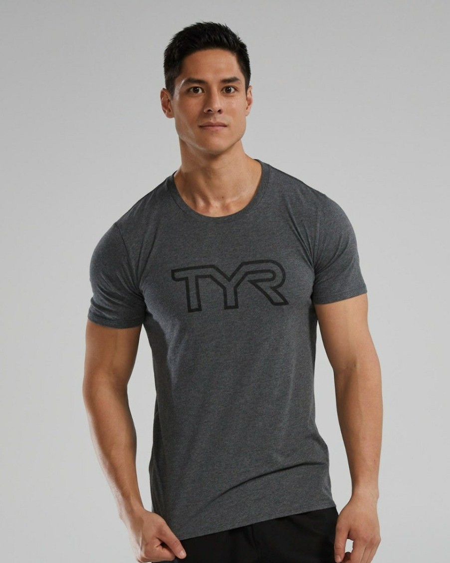 Men TYR Sport Shirts | Tyr Men'S Ultrasoft Lightweight Tri Blend Tech Tee - Big Logo