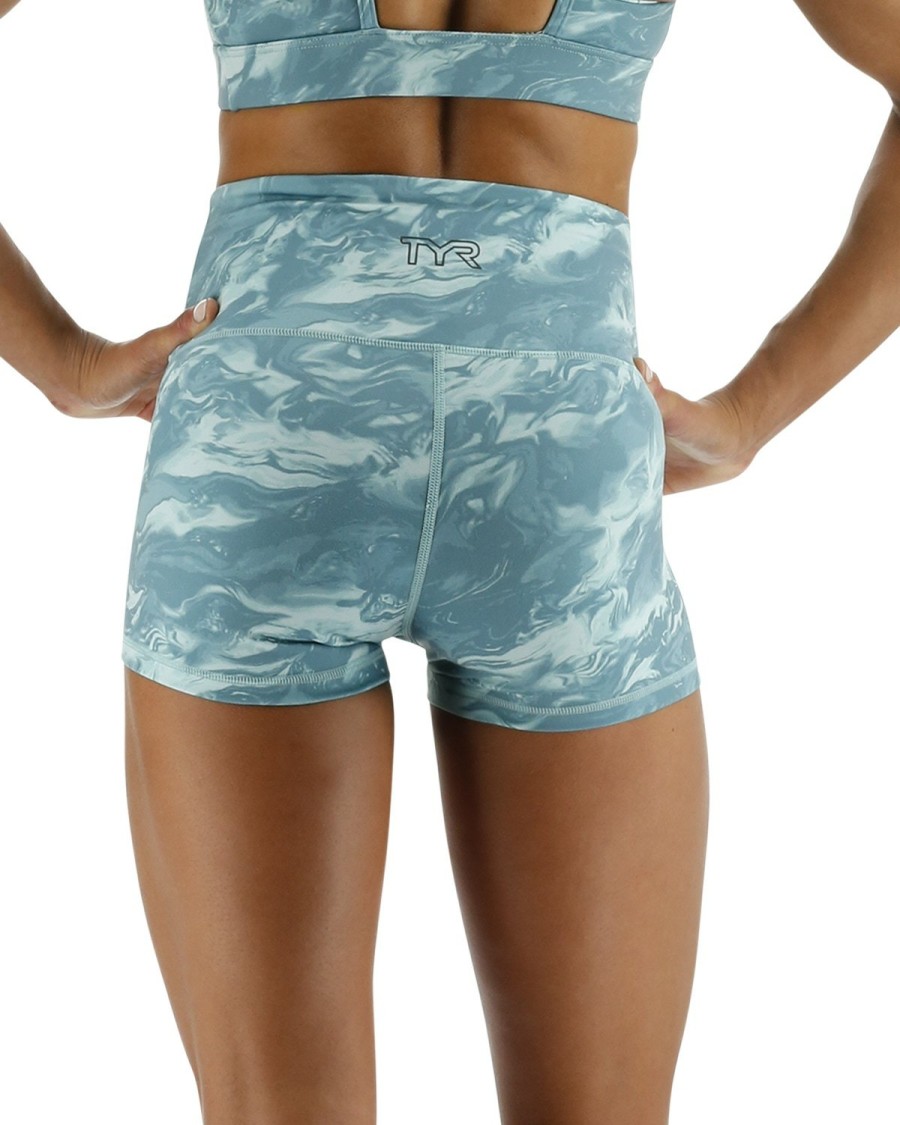 Women TYR Sport Shorts | Tyr Base Kinetic Women'S High-Rise 2" Shorts - Aqueous