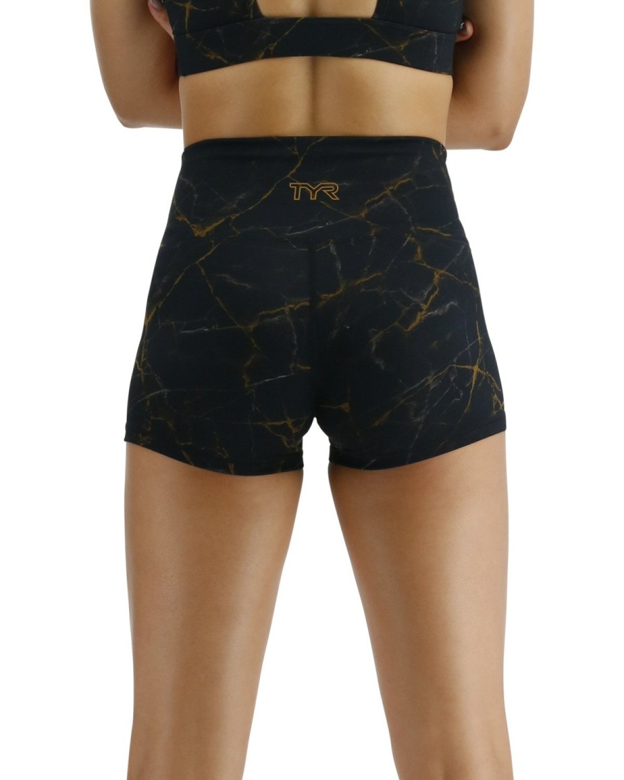 Women TYR Sport Shorts | Tyr Base Kinetic Women'S High-Rise 2" Logo Short - Goldstone