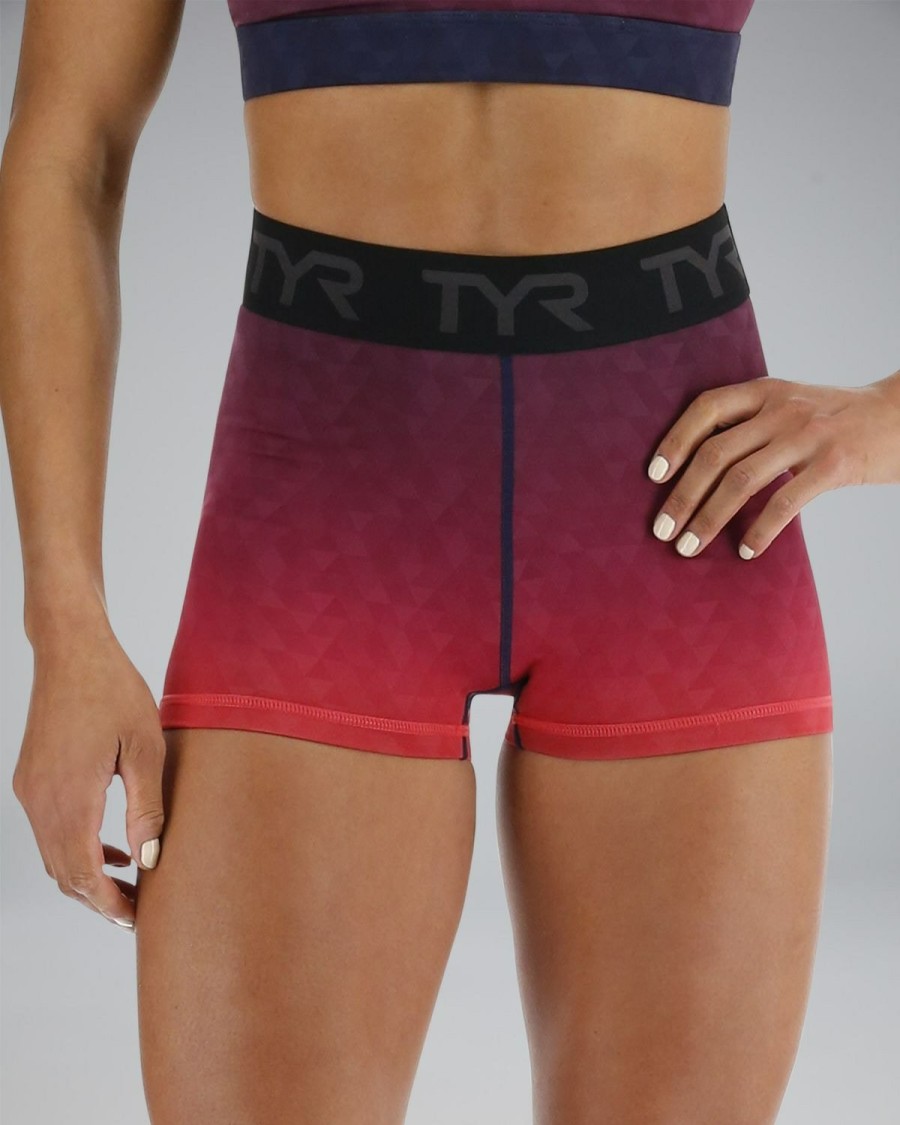 Women TYR Sport Shorts | Tyr Base Kinetic Women'S Mid-Rise 2" Logo Shorts - Ember