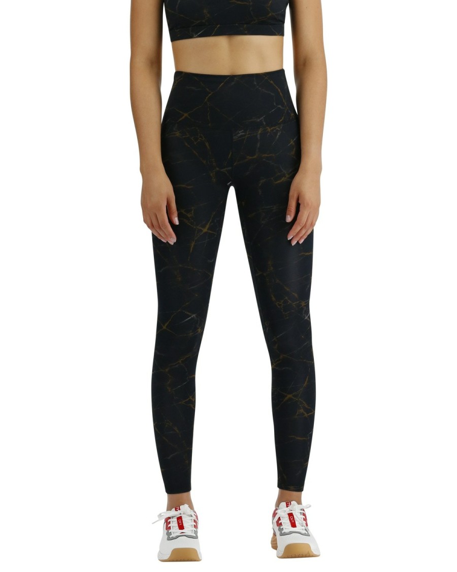 Women TYR Sport Leggings | Tyr Base Kinetic Women'S High-Rise 28" Leggings - Goldstone