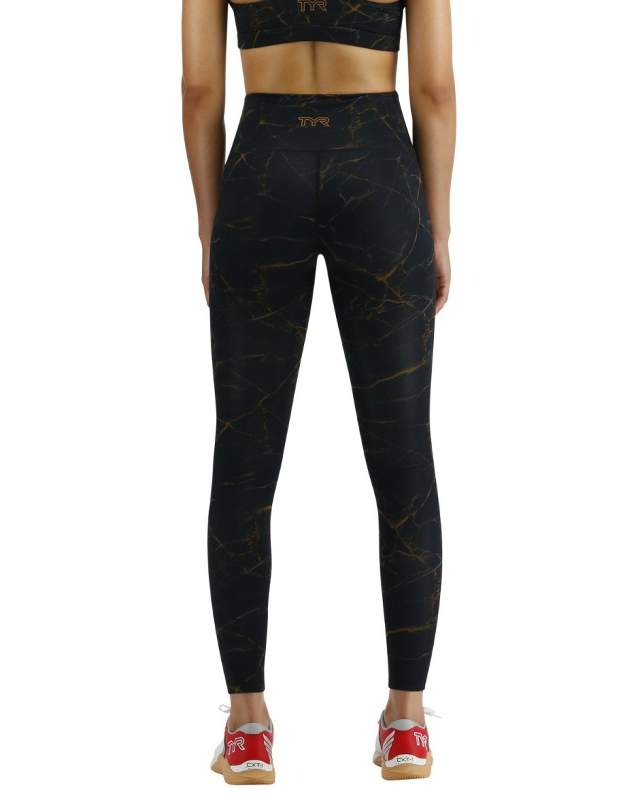 Women TYR Sport Leggings | Tyr Base Kinetic Women'S High-Rise 28" Leggings - Goldstone